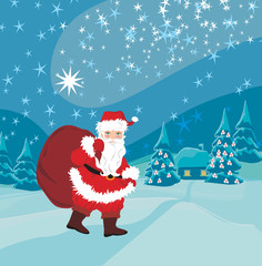 santa claus with a bag of gifts