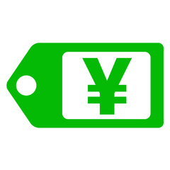Obraz premium Icono aislado etiqueta yen verde
