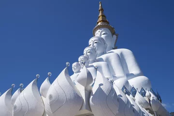 Fotobehang Five white buddha statue,Wat Phra That Pha Son Kaew. © apichai507