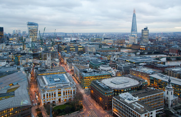 LONDON, UK - JANUARY 27, 2015: City of London at sun set.