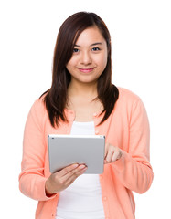 Fototapeta premium Young woman use of tablet