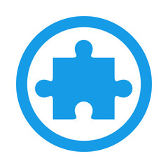 Icono redondo puzzle azul