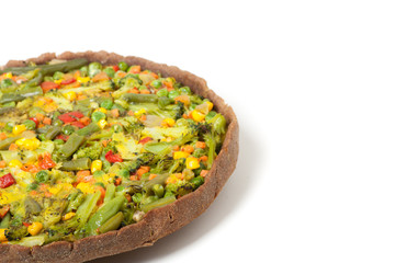 veggie pizza or pie on white
