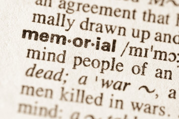 Obraz premium Dictionary definition of word memorial
