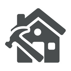 Icono casa con simbolo construccion gris