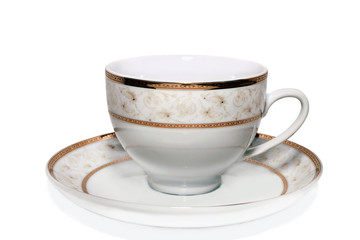 tea cup with plate isolated on white background