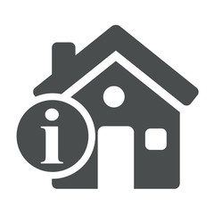 Icono casa con simbolo informacion gris