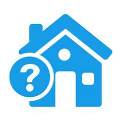 Obraz premium Icono casa con simbolo interrogacion azul