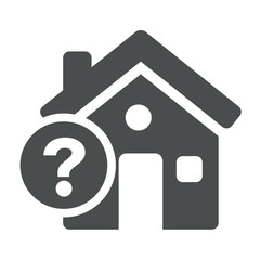 Icono casa con simbolo interrogacion gris