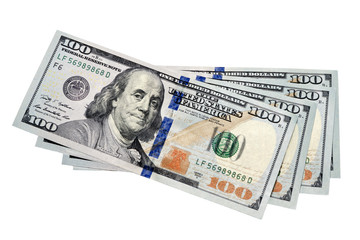 banknotes of dollars  isolated on a white background