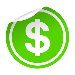 Pegatina verde simbolo dolar
