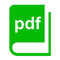Icono libro con texto pdf verde