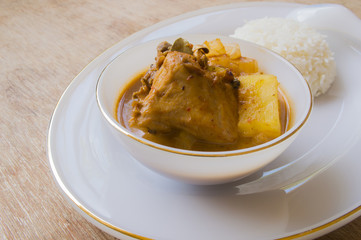 Thai food mussaman curry with rice