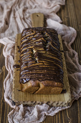 vegan apple cake with nuts and chocolate 