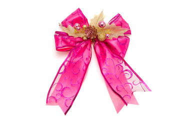 Gift satin ribbon bow on white background