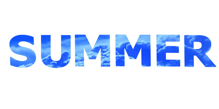 word summer by blue sky letters isolated