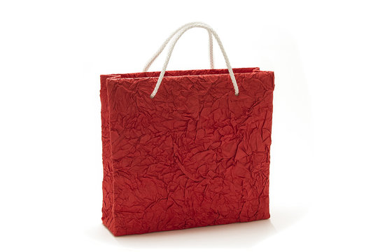 Red shopping bag isolate on white