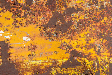 surface of rusty iron with remnants of old paint texture background