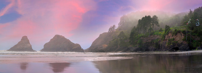 Heceta Head Lighthouse State Park in Yachats Oregon Panorama - 84959361