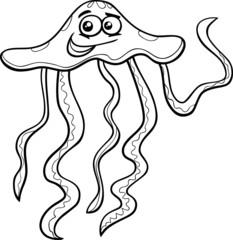 jellyfish cartoon coloring page