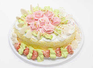 sweet pie with cream roses