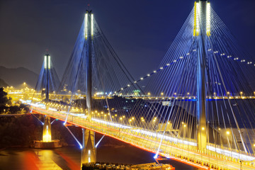 Fototapeta na wymiar Ting Kau bridge at night