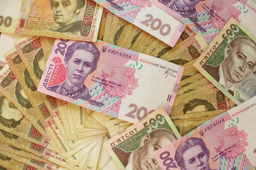 Ukrainian money in cash of different value