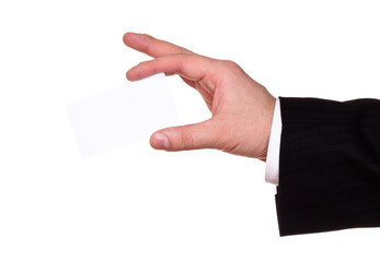 businessman hand show blank card