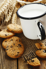 Cookies and mug with milk