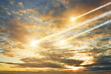 Meteorite impact on a planet in space