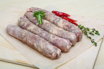 Handmade sausages for grill