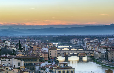 view of Florence with Ponte Vecchio, Italy