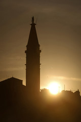 Saint Euphemia bell tower at sunset