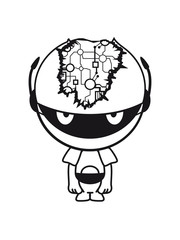 robot wounded badly broken damaged circuit