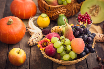 Autumn fruits on the table
