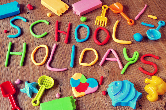 text school holidays made from modelling clay