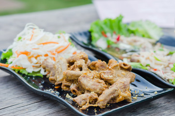pork chitterlings fried