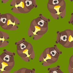 Bear seamless pattern. Vector background of wild animals