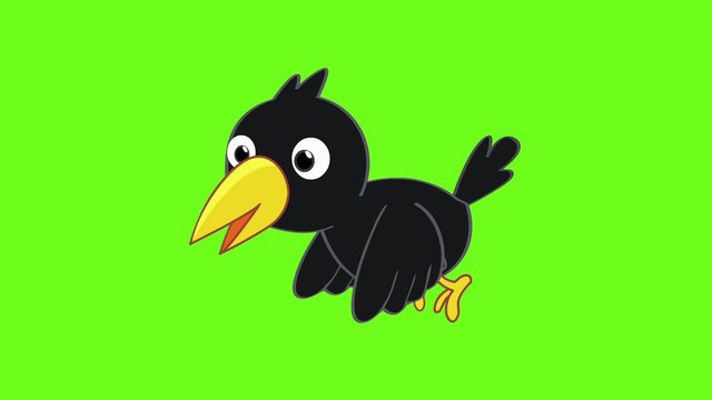 Crow flying cartoon animation