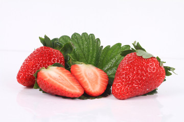 Fresh strawberries on white background