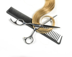 blond hair and scissors