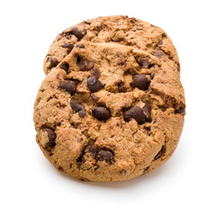 Chocolate cookies isolated on white background cutout