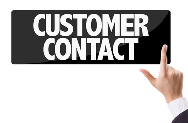 Businessman pressing button with the text: Customer Contact