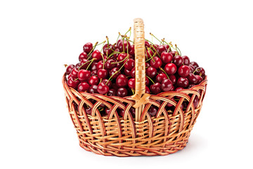 sweet ripe cherries in a basket