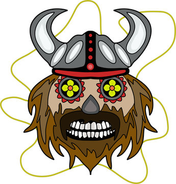 vector illustration of a viking skull