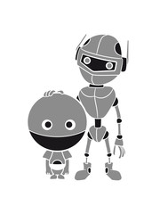 mama papa robot child small large friends team sweet
