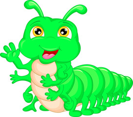cute caterpillar waving cartoon