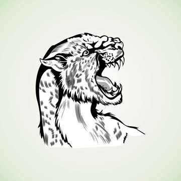 Figure tiger panther wildcat aggressive pattern tattoo