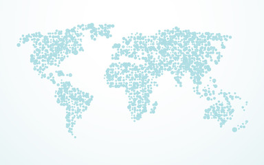 Fototapeta na wymiar world map made of blue bubbles