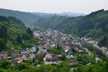 Fototapeta na wymiar Panorama at the town of Vianden, Luxembourg